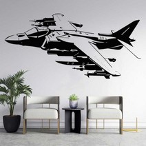 호커 Siddeley 해리어 AV-8 VTOL 파이터 군사 아카데미 하이틴 키즈 무기 팬 홈 침실 장식 비닐 벽 전사 무늬 벽화, 119x57cm, No.19 Purple