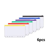 다이어리 플래너 스케줄러 저예산 현금 봉투 저축 돈 재정 관리용 6 홀 바인더 A6 루스 리프 노트북 하우징, [07] 6 pcs zipper Bag