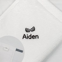 네임코코 어린이집 수건 네임 자수수건 타올 코마사 40수 네임타올, 1매입, TW10A-수건(날개)-화이트