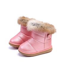 Komfyea 여아용 스노우 부츠 야외 어린이 겨울 부드러운 밑창 편안한 캐주얼 따뜻한 신발 핑크 6 Toddler, 11.5 Little Kid