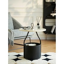 원형 테이블 이동식 테이블 수납 코너 대리석 테이블, F