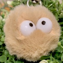 지비비 소프트 몬스터 폼폼이 키링 털열쇠고리, 베이지