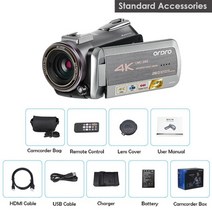 유튜버촬영장비 비디오 카메라 캠코더 4K Professional 30FPS 64X 디지털 줌 IR 야간 투시경 카메라 블로거 YouTube 동영상 촬영, 표준, 협동사