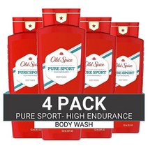 Old Spice 남성용 하이 인듀어런스 바디 워시 퓨어 스포츠 향 18 Fl oz (532 mL) 4개올드스파이스, High Endurance Body Wash Pack