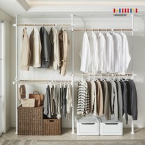 [한샘x왕자행거] 드레스룸 행거 2종 세트 화이트우드 DIY 너비조, 01.왕자행거_2단+3단 세트