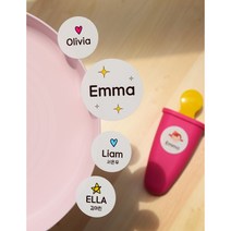 [스프링데일] 원형 방수 네임 스티커 어린이집 영어 유치원 초등학교 이름표 주문제작, 원형 30mm/1세트 48개