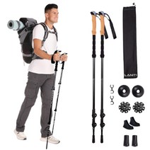 레드톤즈 접이식 3단 초경량 등산 산악 산행 스틱 용품 지팡이, 블랙