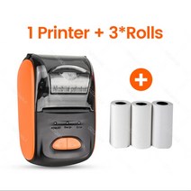 스티커인쇄기 제작기계 네임프린터 블루투스 미니 휴대용 열전사 안드로이드 모바일 58mm 영수증 티켓 빌 인쇄 종이 무선 임프레소라, 29.Orange Add 3Rolls - 미국 플러그