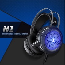 게이밍특화 RGB LED라이트 고음질 헤드셋 NUBWO N1 게이밍 헤드셋 RGB LED라이트 고음질 N1 가성비 볼륨조절 마이크 게임방송 트위치 롤 오버워치 배틀 그라운드, 울프블랙, 울프블랙