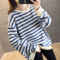 나루니 W03907 스프라이트 긴팔티 줄무늬긴팔티 여성긴팔티 맨투맨 예쁜 오버핏 여름 봄 심플한 여성티셔츠 슬리브