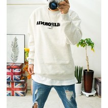 커플 시밀러룩 부클 오버핏 기모맨투맨 3XL사이즈까지 자수 레터링 티셔츠