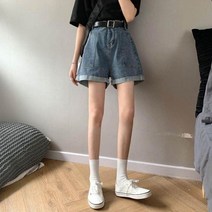 포트 와이드 데님반바지 롤업 캐주얼 데일리 여성룩