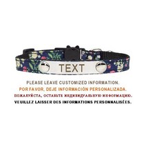 고양이 하네스 목줄 가슴줄 앞섬방지 산책줄 ID 안전 버클 강아지 칼라 조절 가능한 명판 조각 스테인레스 스틸 나일론 새끼 목걸이, S, flower-black