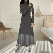 쉐얼유 여성 나인 쫀쫀 기모 폴라 롱원피스