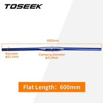 카본핸들바 핸들바 카본 자전거 일체형 TOSEEK WCS 황갈색 탄소 섬유 MTB 스템 318mm 바 부품 580mm 760mm, Falt600mm