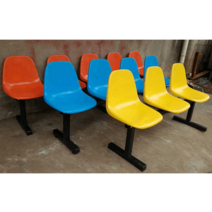 야외 벤치 편의점 로비 버스정류장 의자 3인 야구장 대합실 대기실, 3인용 플라스틱 매트 오렌지