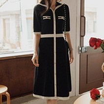 [마이더스비] 크딜 골드버튼 니트 원피스