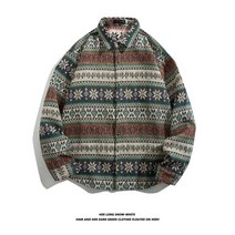 빈티지 에스닉 패치 긴팔 셔츠 남녀 심플 오버사이즈 루즈핏 하라주쿠 느낌 커플 셔츠 코트