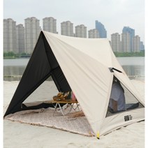 Tanxianzhe 비치텐트 원터치그늘막 원터치쉘터 쉘터 해수욕장 미니쉘터 원터치텐트 감성캠핑파라솔, 196x150x132cm, 베이지