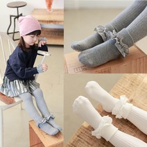 아기 유아 골지 분리 타이즈 레깅스 양말 세트 (1세-8세)