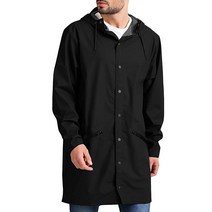 COOFANDY 남성 방수 레인 재킷 후드티 포함 경량 휴대용 아웃도어 롱 우비 Type01-올리브 그린 버튼 포켓, Medium, Type02-black(with Zipper Pocke