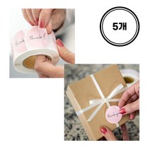 연말 선물포장스티커 어린이 만들기교실 빵포장 땡큐 감사스티커 5롤 2500매 핑크색상, <<●..상품선택5롤..♠