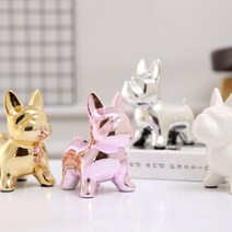 몽지아 시크한 불독 도자기 저금통 인테리어 장식품, 핑크