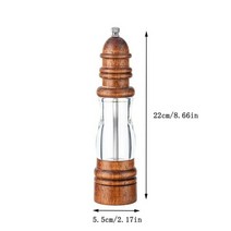 22 Cm 나무 소금 후추 제분소 세트 나무 바다 소금 후추 제분소 세라믹 제분소 크기 조절 가능, G051 브라운
