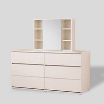 클레버 3단 와이드서랍 화장대세트 1400, 샤인아이보리