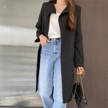 셀러허브(잡화) 여자 가을 카라 차이나 롱 긴팔 무지 자켓