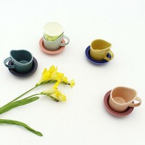 달소금 예쁜 도자기 투톤 종이컵 홀더/받침세트(4color), 색상:피콕&블랙SET(유광X무광), 단품