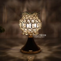 유럽식 크리에이터 아로마 디퓨저 램프 로맨틱 수면등 전기 향로, 조광스위치 크리스털 연꽃 2병 오일+2전구