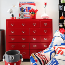 포인트가구 현관 수납장 아이방 서랍장 유럽식 예쁜 복도장, 완제품, 레드