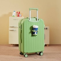 2023이거좋아 가방 여성용 새 20인치 소형 자동 범용 휠 암호 상자 24 남성용 내구성과 가방 강한 트롤리 케이스, 파리스 그린 [업그레이드된 컵홀더]