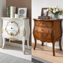 SL겔러리 베니스3단 2색 협탁 화이트골드 엔틱 콘솔 전화대 유럽풍 마호가니원목 틈새장