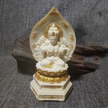 추적 골드 Qian Shou Guanyin 그림 불상 작은 수지 예술 조각 홈 룸 사무실 풍수 동상, [01] 1