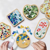 [바보사랑] DIY 타일 티코스터 만들기 세트 타일공예 (13종 택1), 상세 설명 참조, 디자인:타원형플라워-비비추