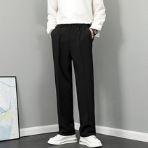 수입 봄 가을 남자 슬랙스 대학생 데일리 회사원 배정남 바지 와이드 테이퍼드핏 통넓은 팬츠 치트키 밴딩 면접 소개팅 나일론 면바지 부츠컷 키큰쇼핑