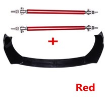 4PCS Universal Car Front Bumper Splitter Lip Spoiler Diffuser Protector Guard Cover Trim Strut Rods, 07 Black with Red