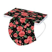 성인용 마스크 플라워 프린트 일회용 크리스마스 마스크 3 겹 귀걸이 페이스 마스크 10 개, M-10PCS