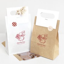 래빗 각대봉투 (10매) 2가지 사이즈 인쇄 제작 가능 래빗 일러스트 감자튀김 빵포장 빈티지 선물포장용으로 좋은 종이봉투, 화이트, 중_(15+9)x26(cm), 1묶음(10매)