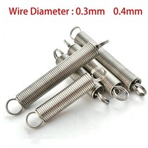 304 스테인레스 스틸 장력 연장 스프링 이중 코일 소형 와이어 직경 0.3mm/0.4mm 외부 3mm/4mm 길이 10mm-60mm, [04] 100 Pcs, [07] 0.3 x 3 x 40mm