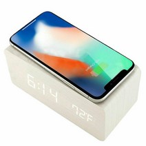옛날전화기 빈티지 엔틱 인테리어 소품 레트로 유선 전기 LED 알람 시계 무선 충전기 창의적 w/ Qi 전화, 01 WHITE