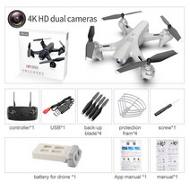 XT6 RC 헬리콥터 선물 FPV VR 미니 드론 4K HD Rtf 전문 항공 사진 접이식 쿼드콥터 듀얼 카메라 도매, 03 WH4K Dual BOX