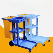 업소용 청소 카트 병원 숙박 구루마 클리닝 핸드카트, 블루(옐로우가방포함)