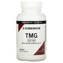 Kirkman Labs TMG 폴린산 및 메틸B-12 함유 500mg 베지 캡슐, 1팩