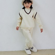 몽콕 여아 기모 곰자수 조끼