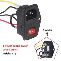 킹룬 KINGROON-전원 공급 장치 스위치 케이블 AC 3 인 1 퓨즈 소켓 콘센트 5 세트 4 10A 250V Makerbot ultimaker용 3D 프린터 부품, 3 Set_Switch add 5 cables