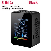 이산화탄소 경보기 다기능 5in1 co2 meter 디지털 온도 습도 테스터 tvoc, 협력사, type1 5 in 1 블랙