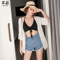 로브가디건 이효리로브 황금가면 긴 니트 스웨터 여성 외부 흰색 목도리 해변 휴가 비치 재킷 에어컨 셔츠 코골이 방지 카디건 6